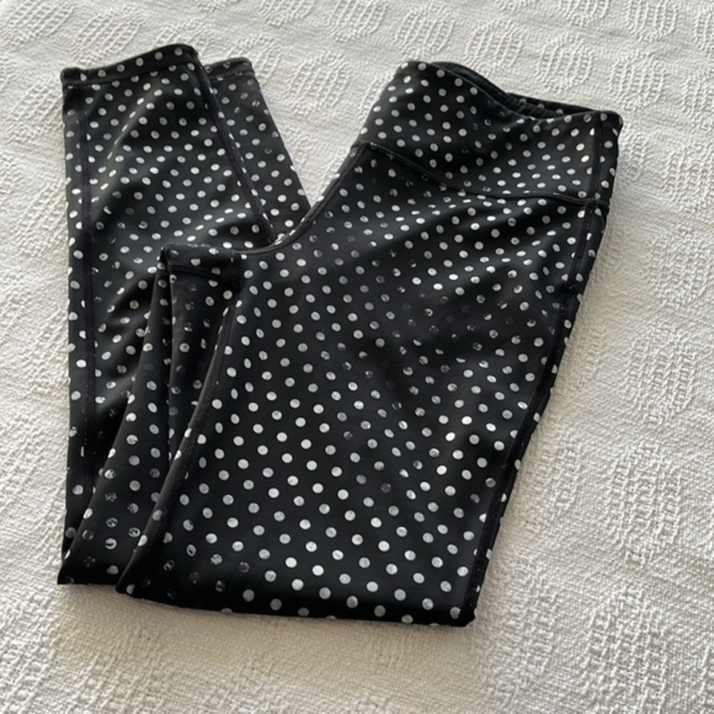 Athleta  LEGGINGS polka dot black size medium stretch‎ used